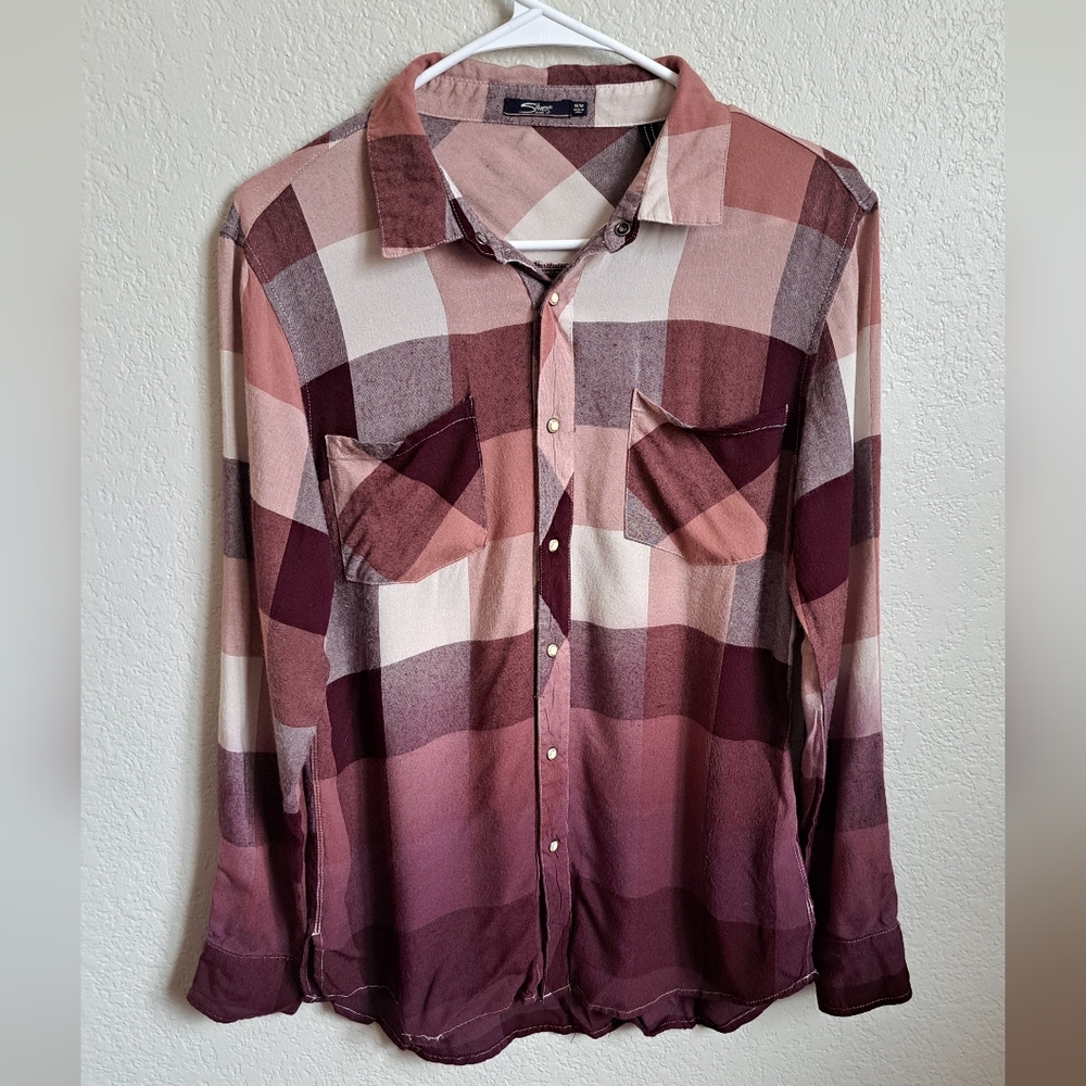 Silver Jeans Plaid Button Down Shirt Size Medium